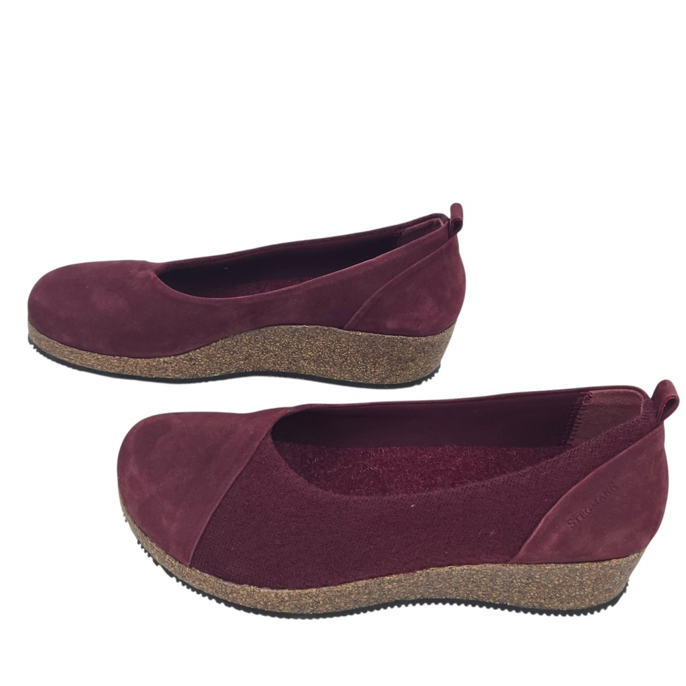 Stegmann Liesl Wedge Pump Womens 8.5 Burgundy Suede Cork Comfort Walking Shoes - Picture 4 of 10